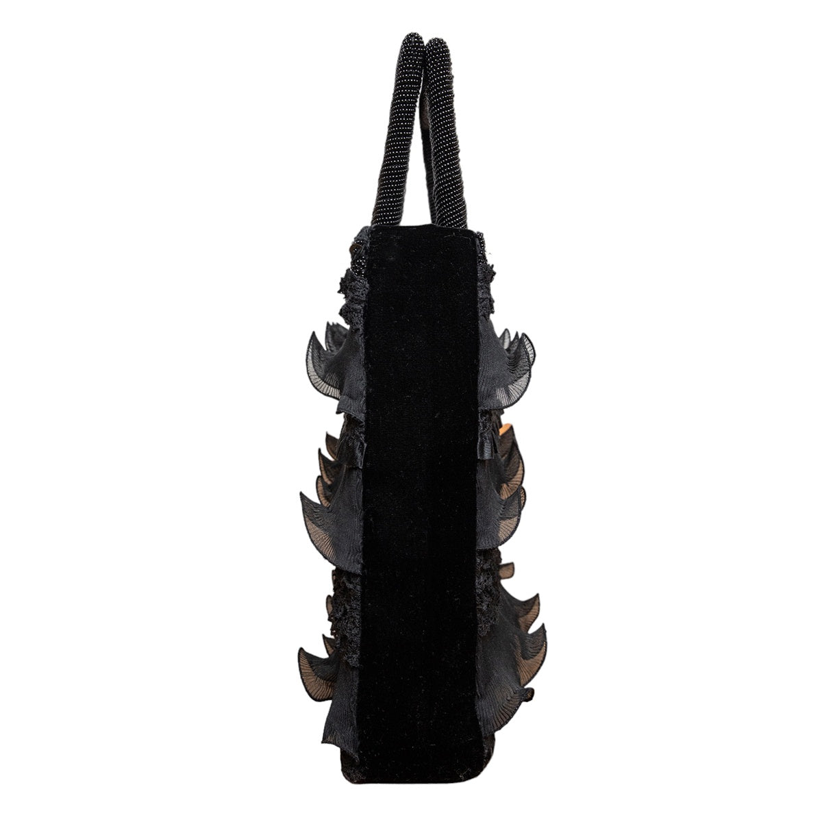 Ella Singh Vintage Handtasche mit aufwändiger Allover-Stickerei und Volants