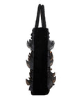 Ella Singh Vintage Handtasche mit aufwändiger Allover-Stickerei und Volants