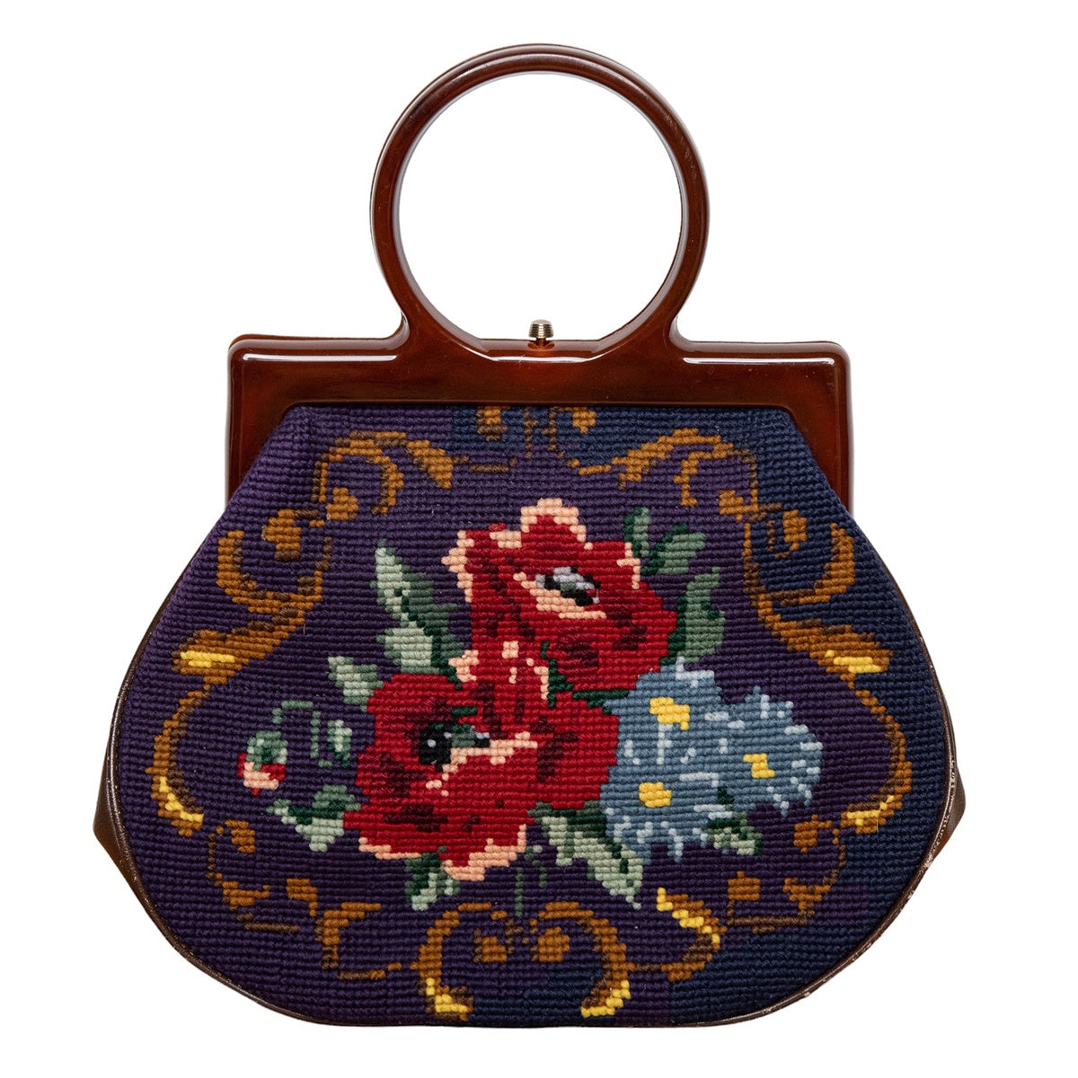 N.N. Vintage Handtasche mit stilvoller Allover-Stickerei und hochwertigem Materialmix