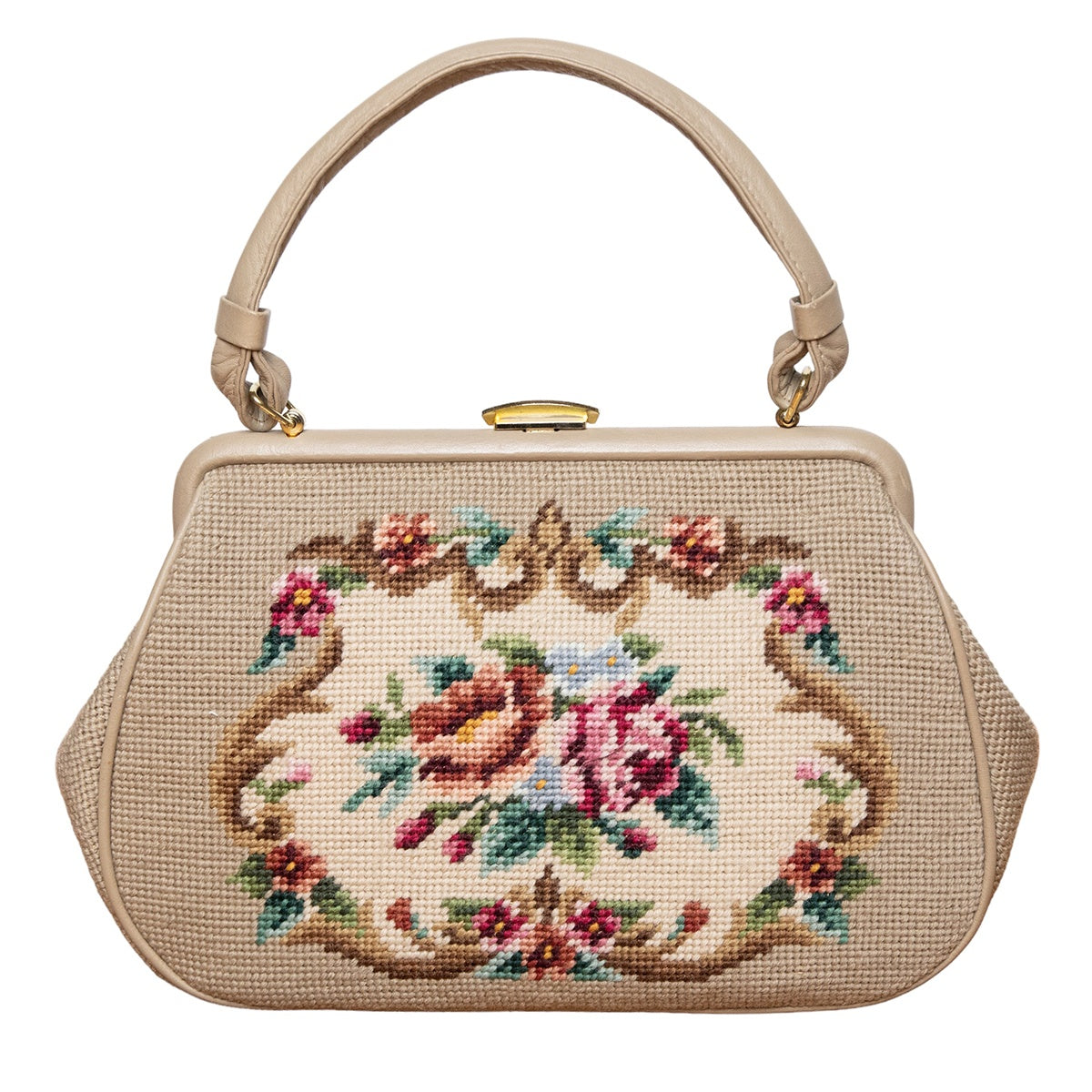 N.N. Vintage Handtasche mit Allover-Stickerei im Stil der 60er