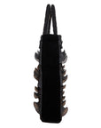 Ella Singh Vintage Handtasche mit aufwändiger Allover-Stickerei und Volants