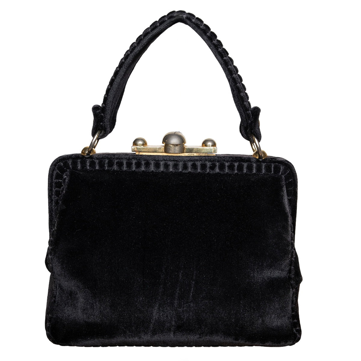 Beghé Reation Vintage Handtasche aus Samt mit Gold-Verschluss und aufwändigem Signature-Print