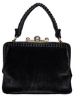 Beghé Reation Vintage Handtasche aus Samt mit Gold-Verschluss und aufwändigem Signature-Print