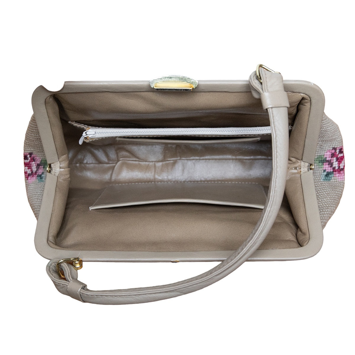 N.N. Vintage Handtasche mit Allover-Stickerei im Stil der 60er