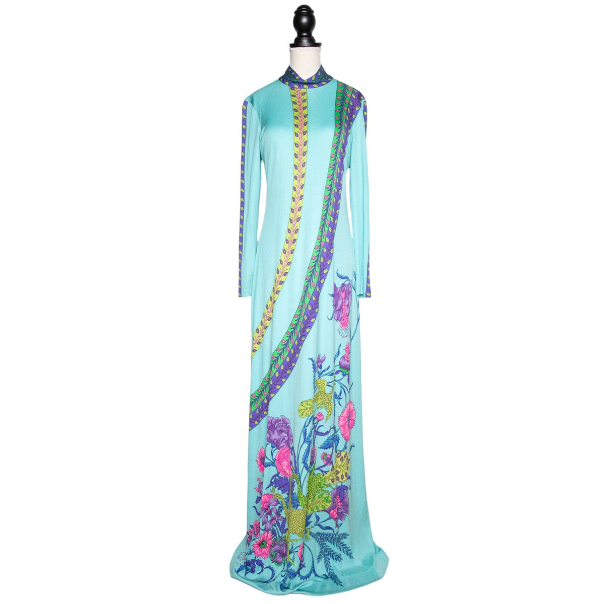 De Parisini Vintage Abendkleid im Signature Print aus Seide