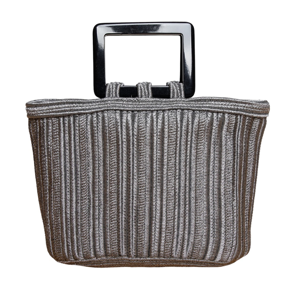 Yves Saint Laurent Rive Gauche Vintage Handtasche im Metallic-Look mit quadratischen Henkeln