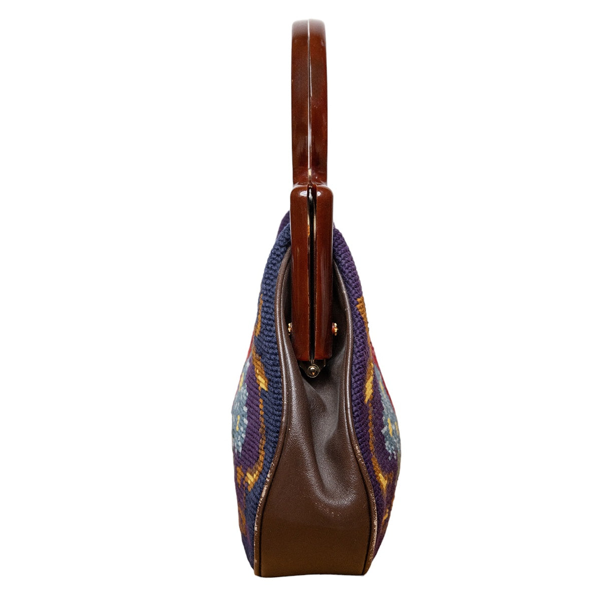 N.N. Vintage Handtasche mit stilvoller Allover-Stickerei und hochwertigem Materialmix