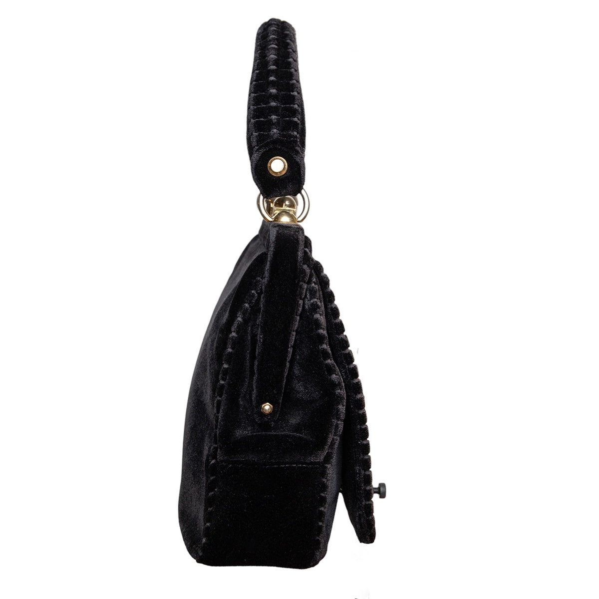 Beghé Reation Vintage Handtasche aus Samt mit Gold-Verschluss und aufwändigem Signature-Print