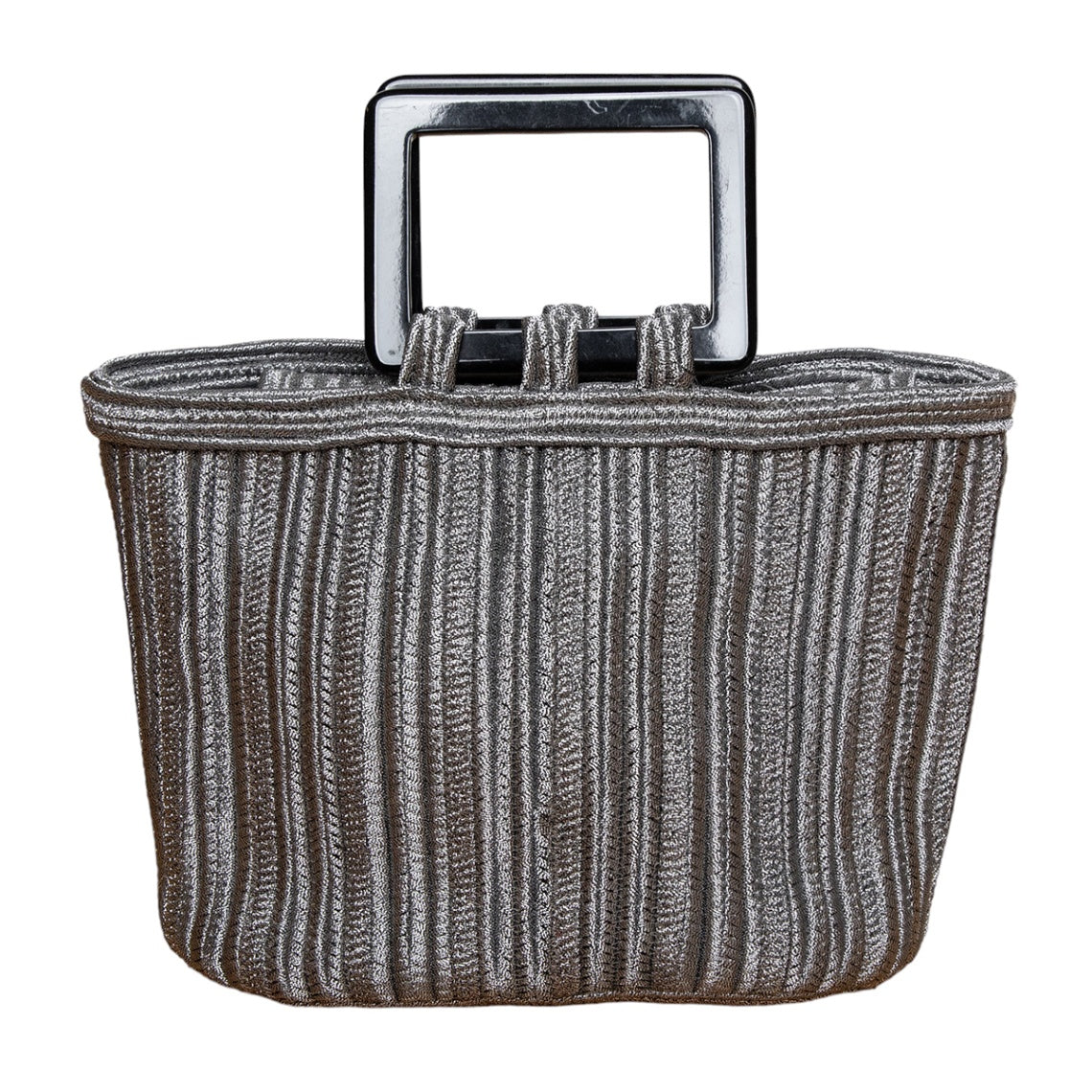 Yves Saint Laurent Rive Gauche Vintage Handtasche im Metallic-Look mit quadratischen Henkeln