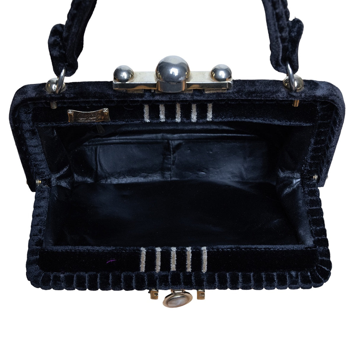 Beghé Reation Vintage Handtasche aus Samt mit Gold-Verschluss und aufwändigem Signature-Print