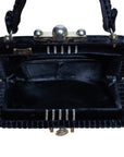 Beghé Reation Vintage Handtasche aus Samt mit Gold-Verschluss und aufwändigem Signature-Print