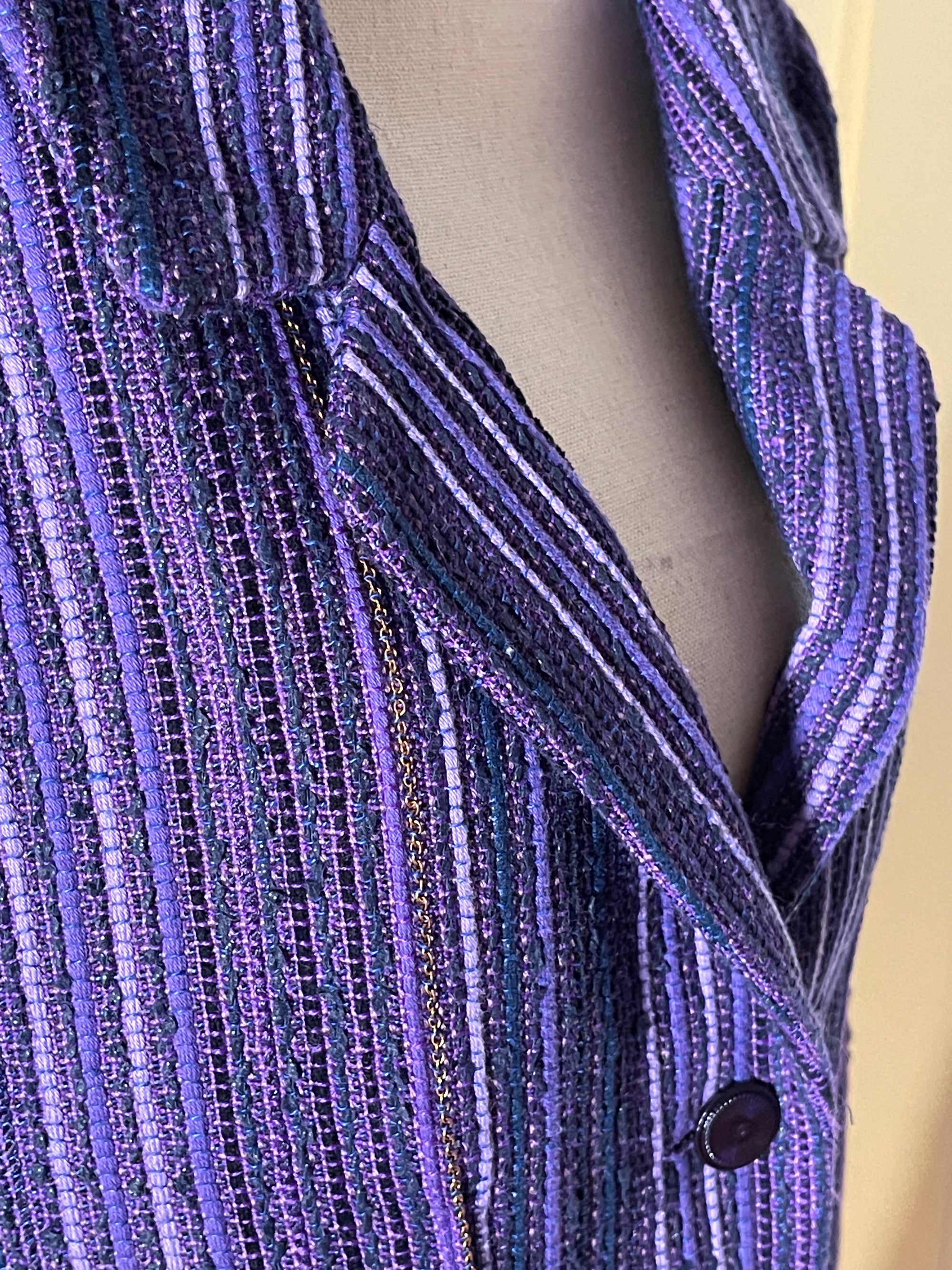 Chanel Einreihiger gestreifter Vintage Blazer mit Seitentaschen