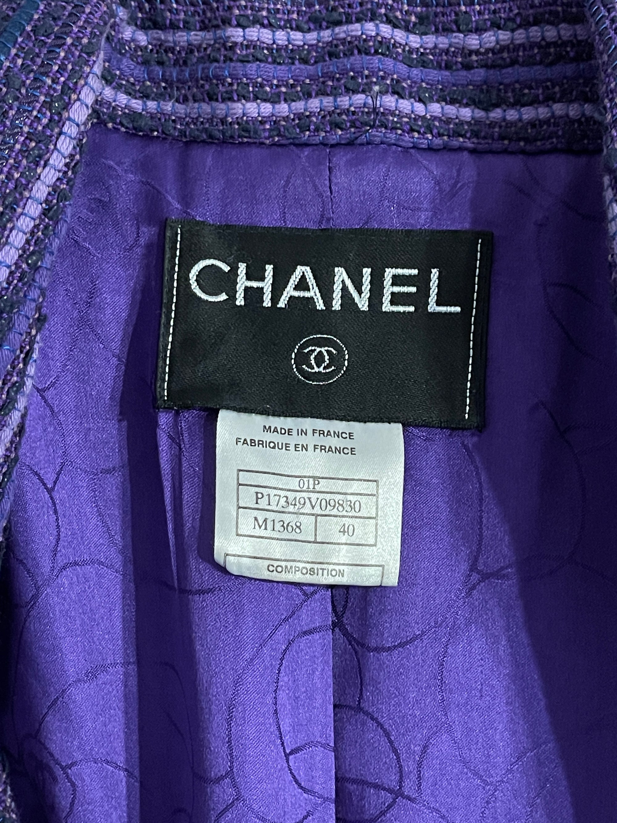 Chanel Einreihiger gestreifter Vintage Blazer mit Seitentaschen