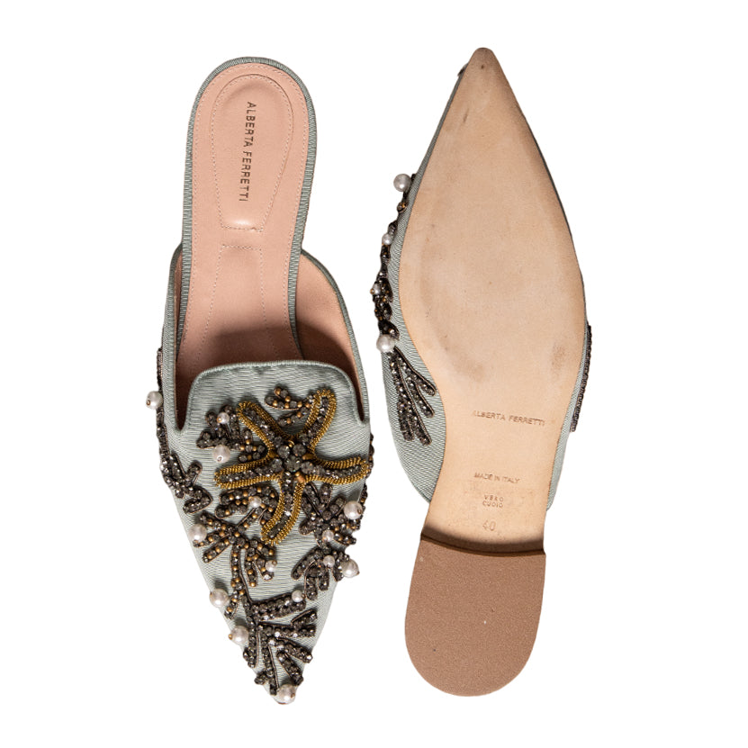 Alberta Ferretti Elaborately embroidered mules