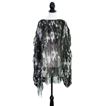 Alexandre Vauthier Semi-sheer camouflage style pleated top