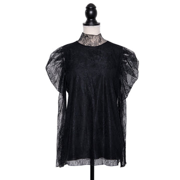 Blumarine lined lace blouse with transparent sleeves