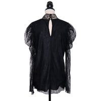 Blumarine lined lace blouse with transparent sleeves