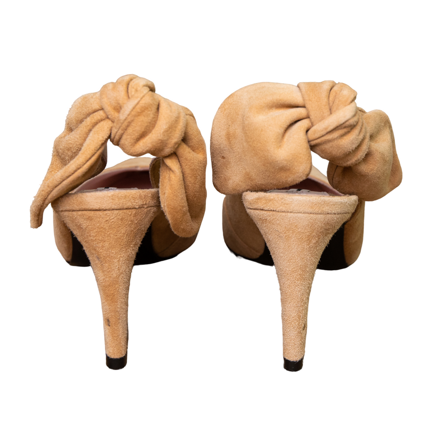 Carven Open suede pumps with a bow closure