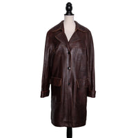 Catherine Khan Classic cut leather blazer coat with patch pockets