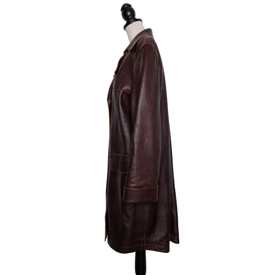 Catherine Khan Classic cut leather blazer coat with patch pockets