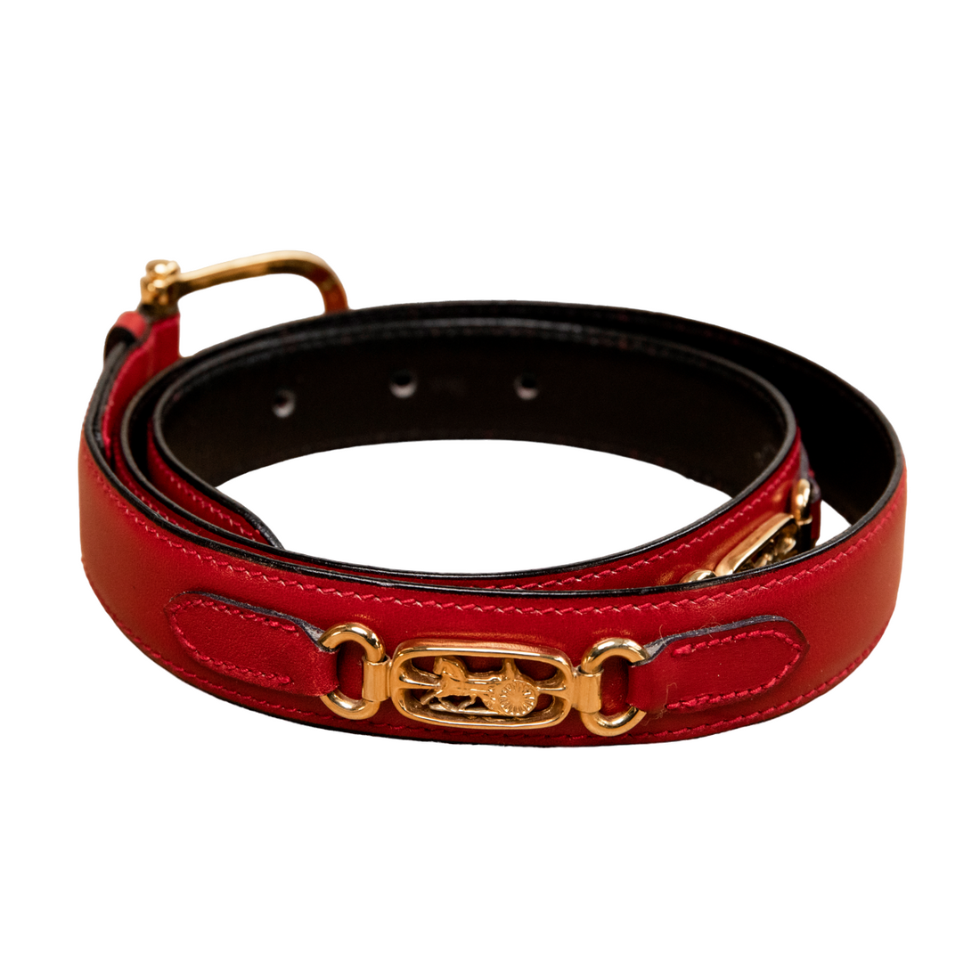 Celine Red vintage belt with gold hardware