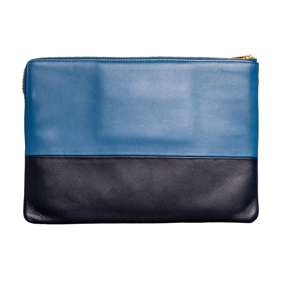 Celine two tone clutch with gold zipper