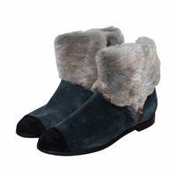 Chanel suede ankle boots with fur trim