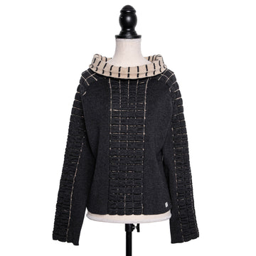 Chanel vintage unusual knitted sweater with stand-up collar