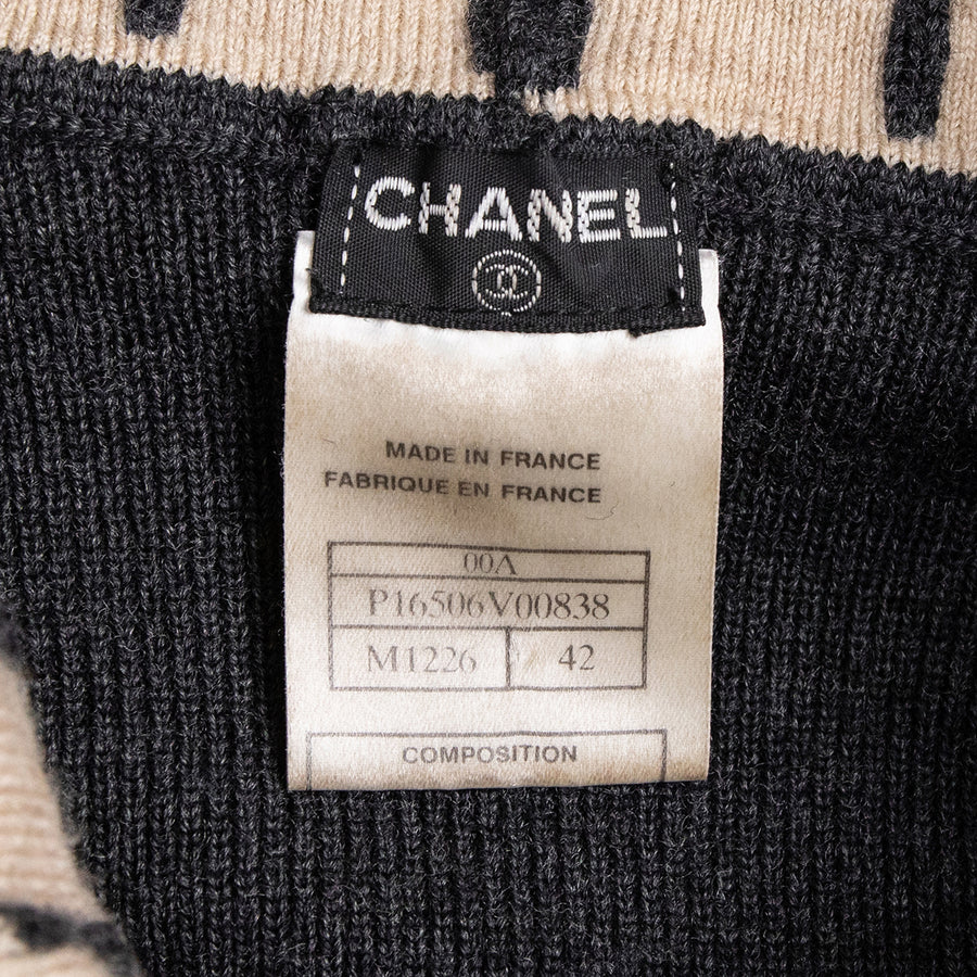 Chanel Vintage Ausgefallener Strickpullover mit Stehkragen