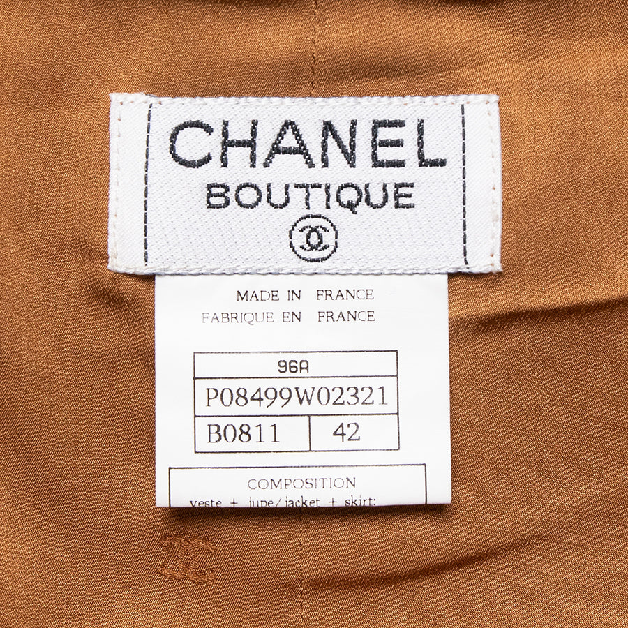 Chanel vintage tweed costume with matching gold silk lurex top