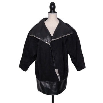Claude Montana Extravagant and elaborately decorated low-cut vintage top made of leather