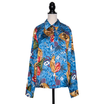 D&amp;G Colorful silk shirt in a Hawaiian look with decorative buttons