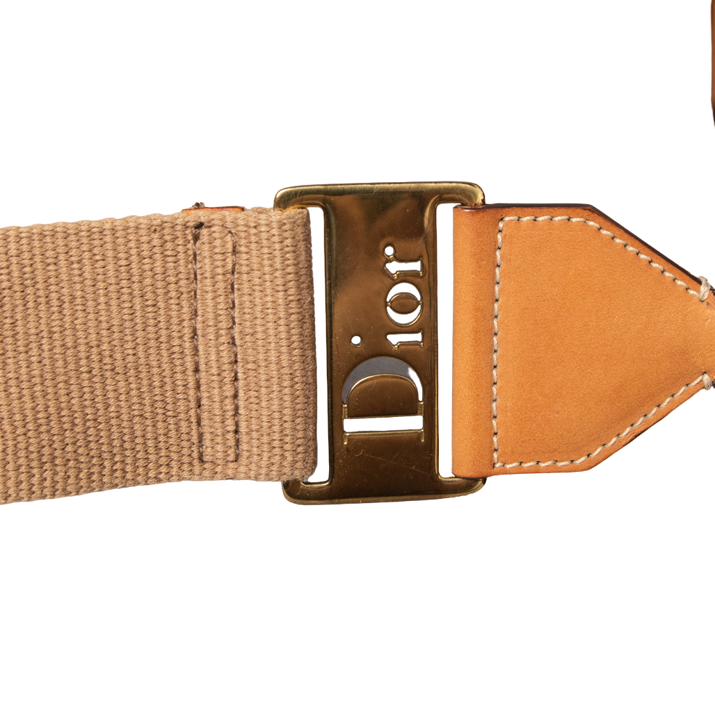 Dior vintage shoulder bag with adjustable strap in logo canvas and leather