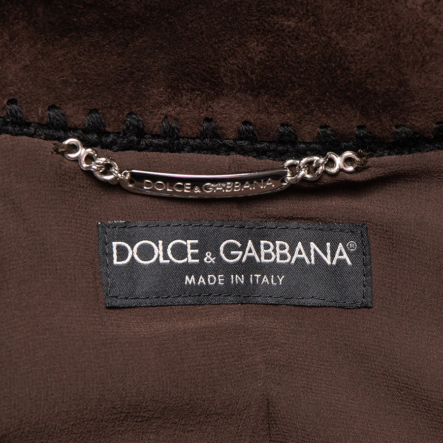 Dolce & Gabbana Aufwändig verarbeiteter Wildledermantel mit Fransen