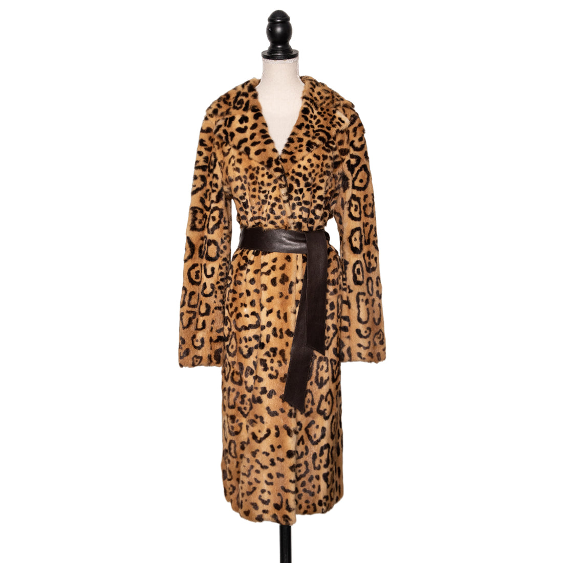 Dolce &amp; Gabbana fur coat with leopard look belt