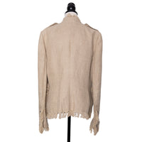 Dolce &amp; Gabbana Straight cut linen jacket with fringe details and internal eyelet fastenings