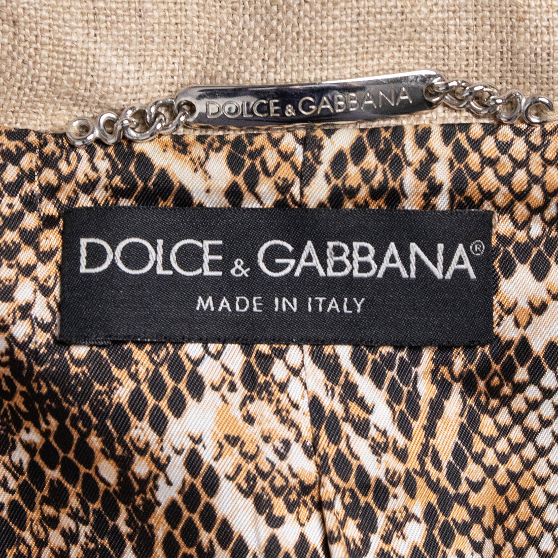 Dolce & Gabbana Gerade geschnittene Leinenjacke mit Fransendetails und innenliegenden Ösenverschlüssen