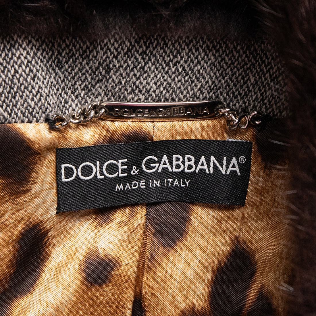 Dolce & Gabbana Nadelstreifenblazer mit Fellkragen