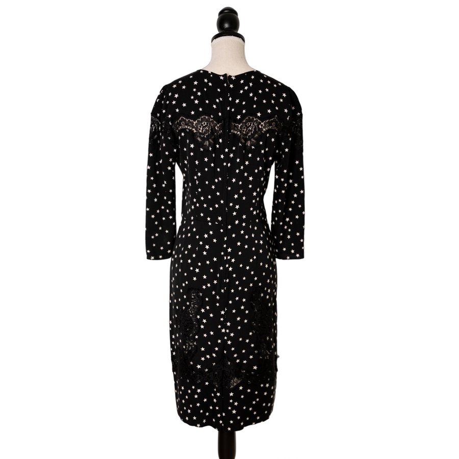 Dolce&amp;Gabbana silk dress with lace decorations and star print
