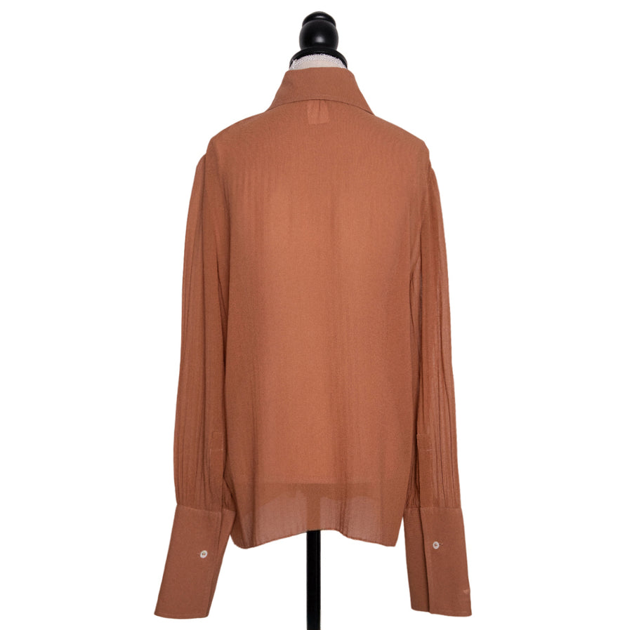 Dolce &amp; Gabbana semi-transparent silk blouse with pleats (slight signs of wear)