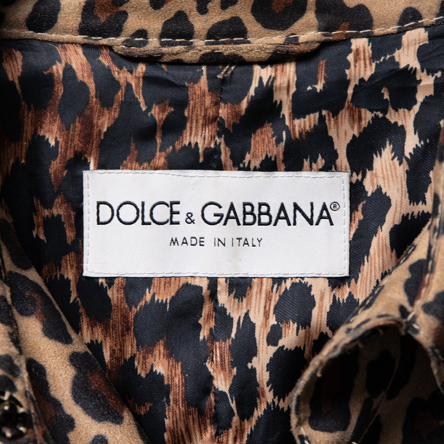 Dolce & Gabbana Vintage Lederhemd im Leoprint