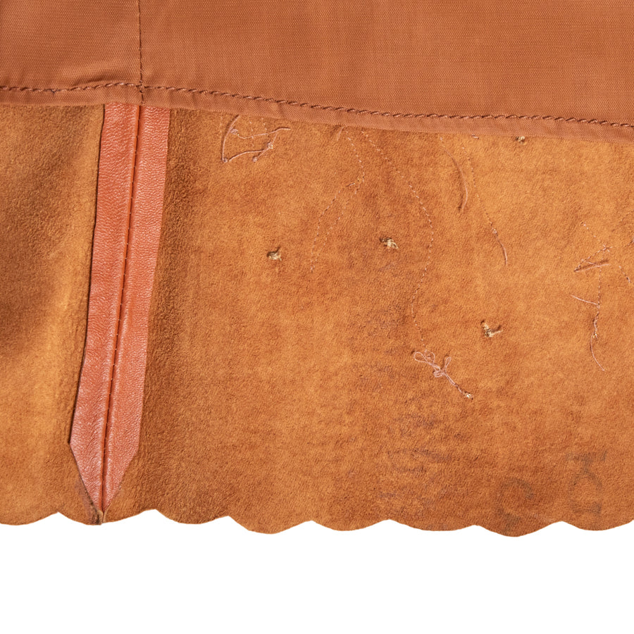 Ella Singh Ausgestellter Vintage Lederrock mit aufwändigen Lederapplikationen