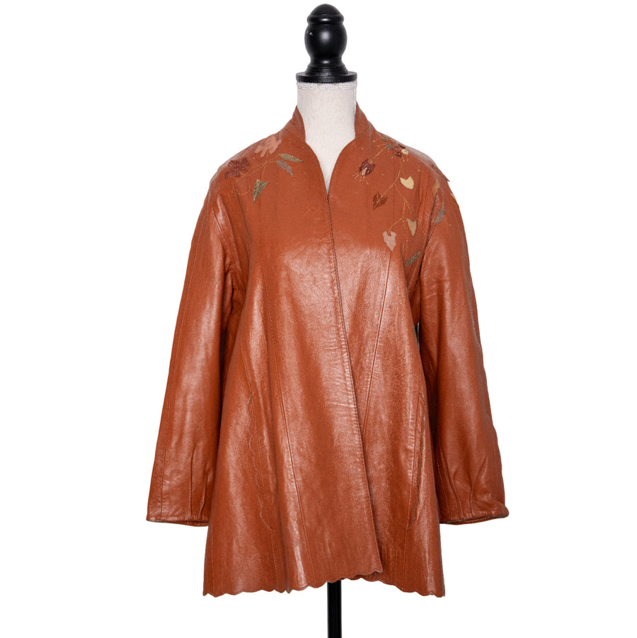 Ella Singh Wide-cut leather jacket with elaborate leather applications