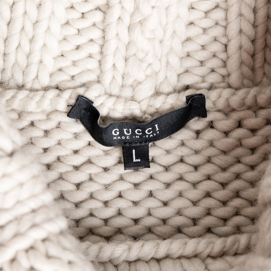 Gucci Ärmelloses Top aus grob gestrickter Wolle mit Rollkragen