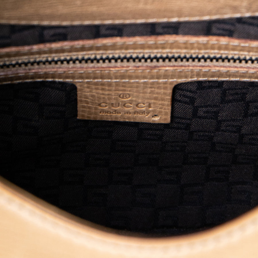 Gucci Whip Stitch Vintage Handtasche mit Holzgriff