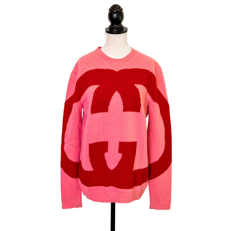 Gucci oversized wool sweater with maxi logo print