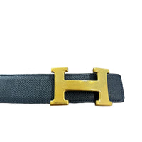 Hermès reversible belt "H" with golden buckle (significant signs of wear)