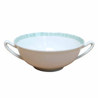6x Hermès "Le Pivoines" soup bowl with saucers made of Limoges porcelain