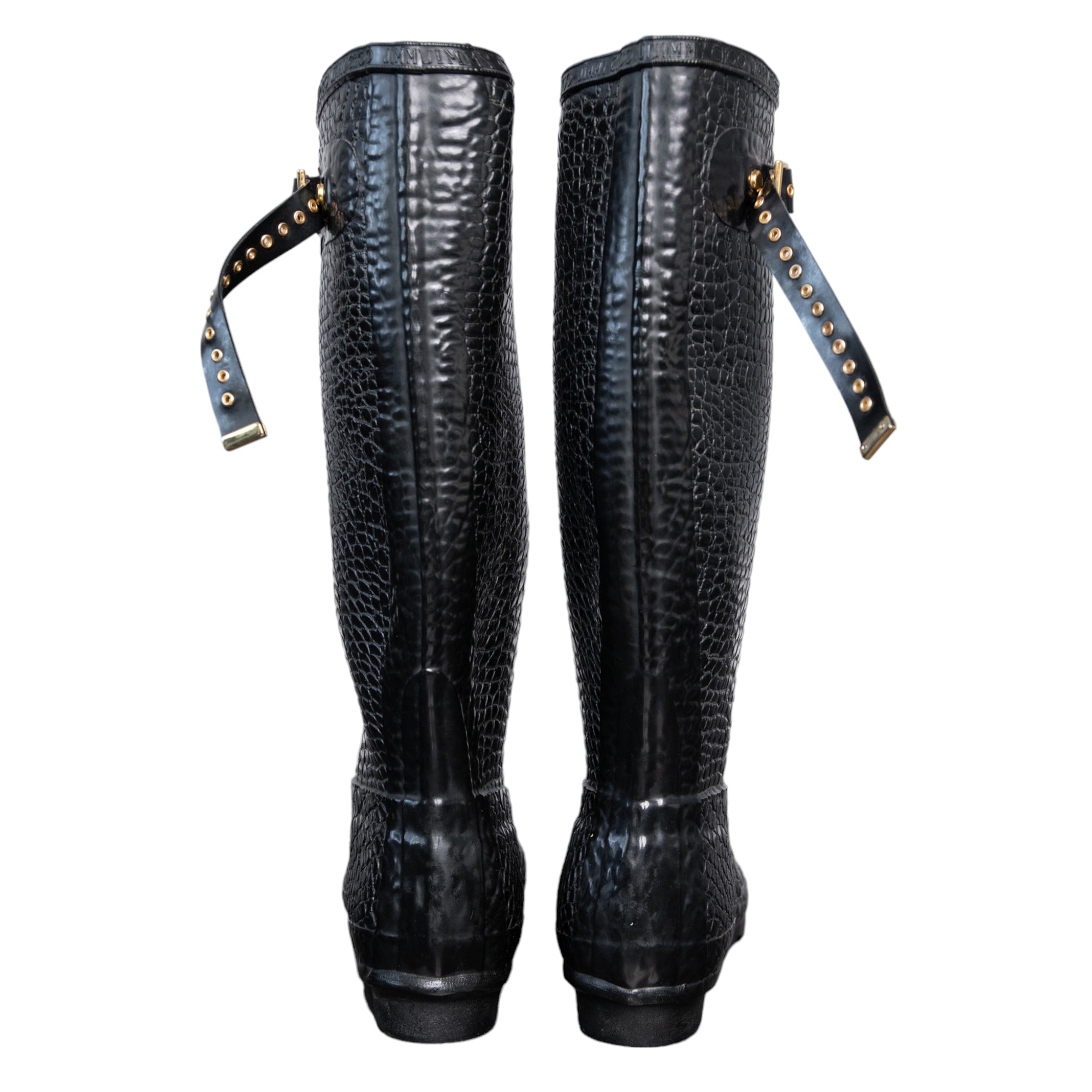 Hunter x Jimmy Choo rubber boots in lizard print