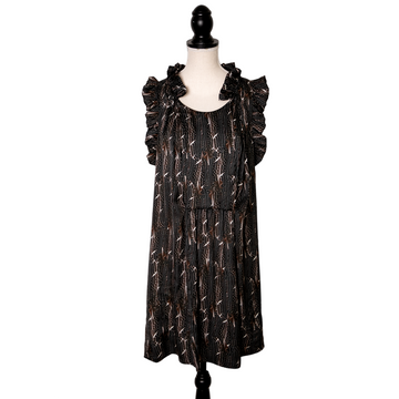 Isabel Marant sleeveless boho dress with ruffles in a feather print